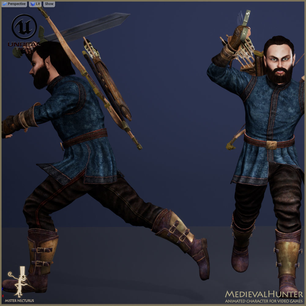 Animated Hunter Light Version Low-poly 3D model_17