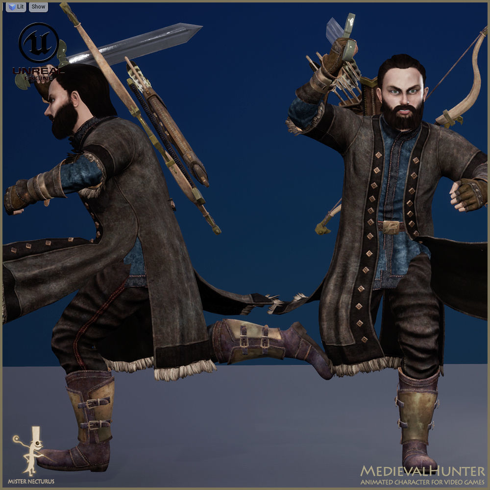 Animated Hunter Light Version Low-poly 3D model_20