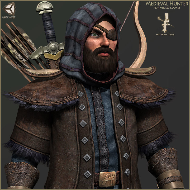 Animated Hunter Light Version Low-poly 3D model_9