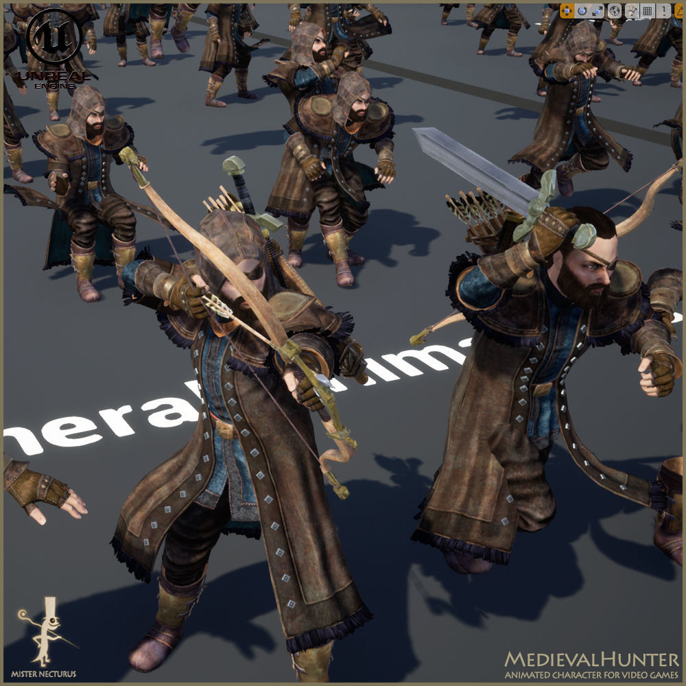 Animated Hunter Light Version Low-poly 3D model_25