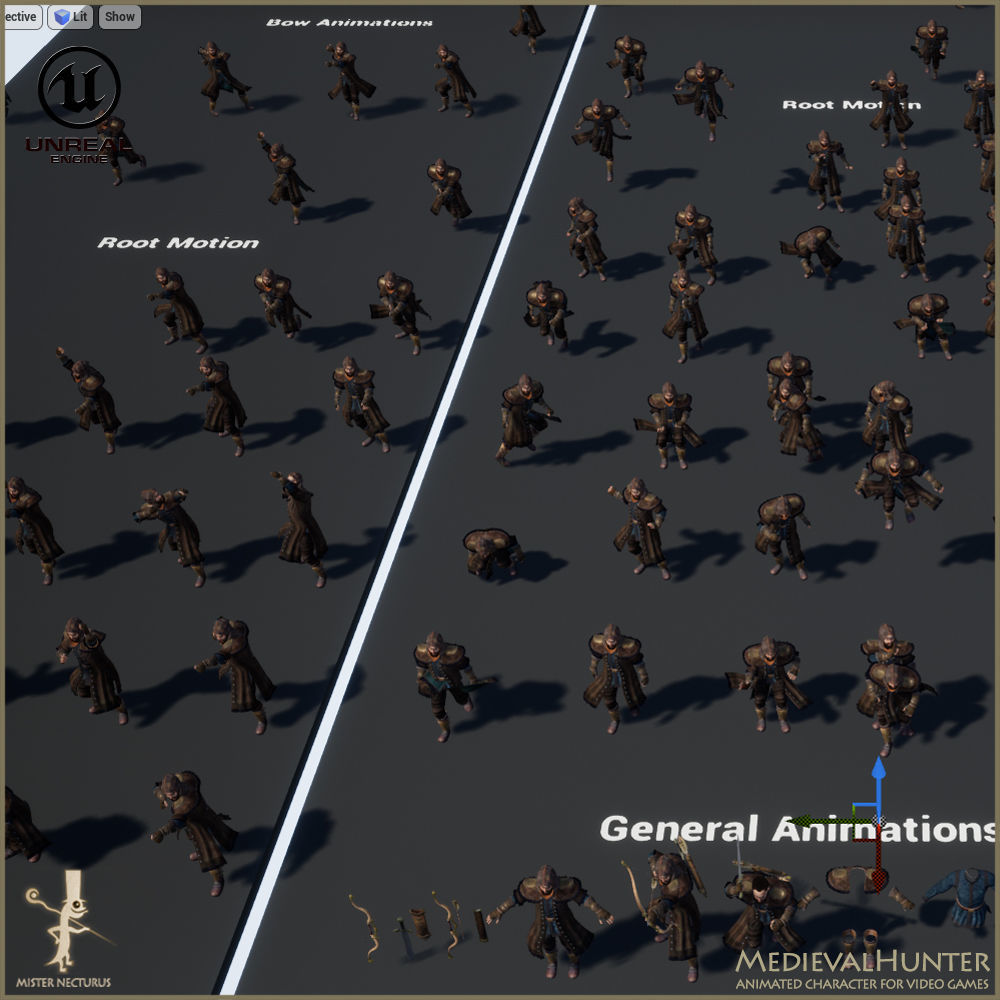 Animated Hunter Light Version Low-poly 3D model_23