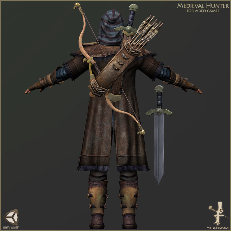 Animated Hunter Light Version Low-poly 3D model_6