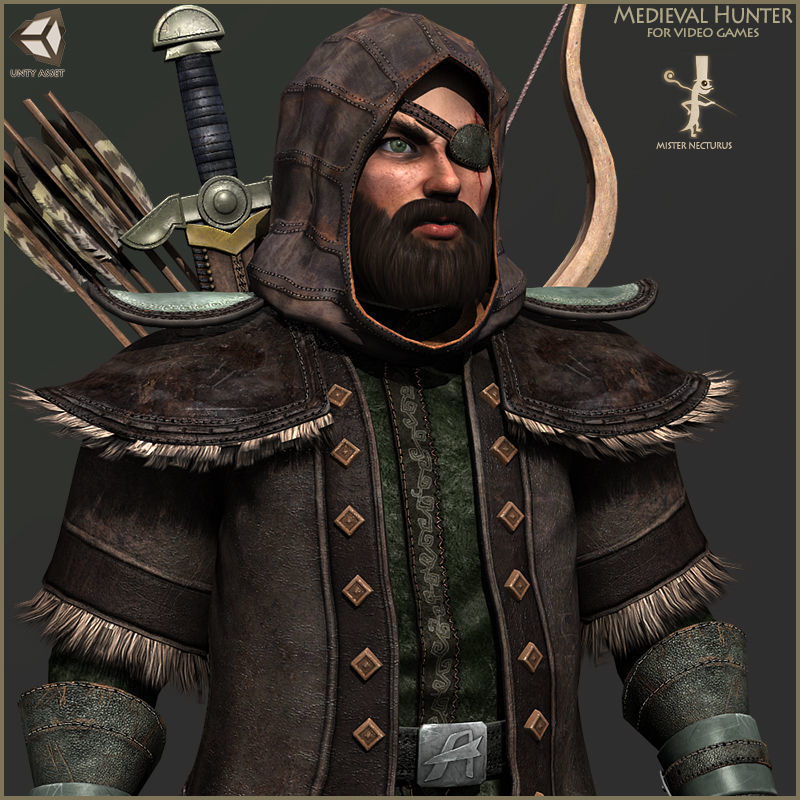 Animated Hunter Light Version Low-poly 3D model_13