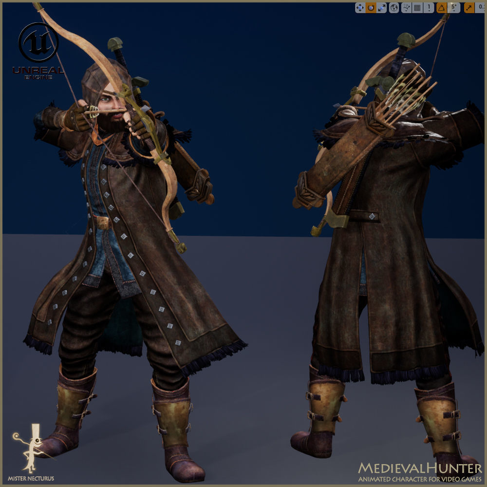 Animated Hunter Light Version Low-poly 3D model_19