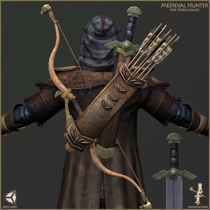 Animated Hunter Light Version Low-poly 3D model_5