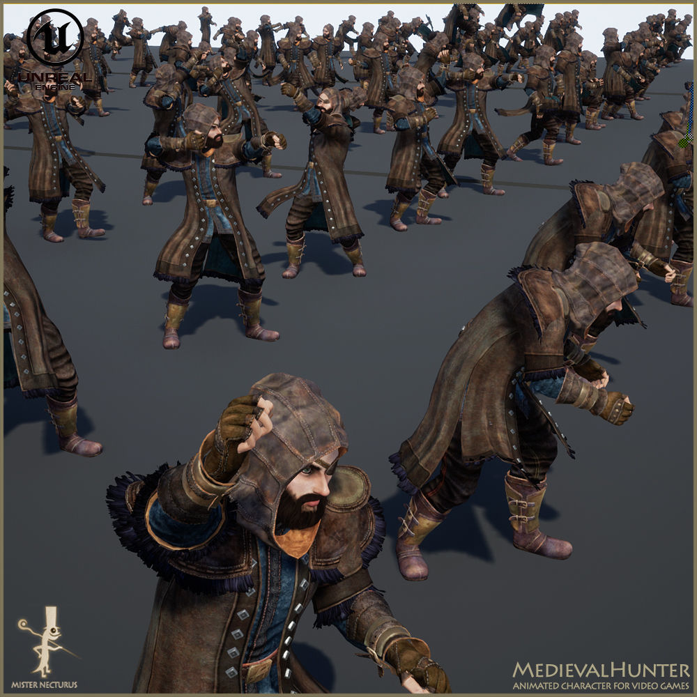 Animated Hunter Light Version Low-poly 3D model_24