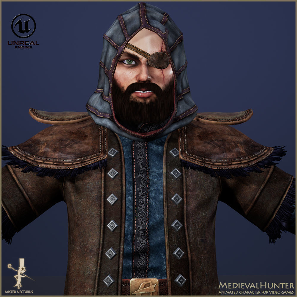 Animated Hunter Light Version Low-poly 3D model_21