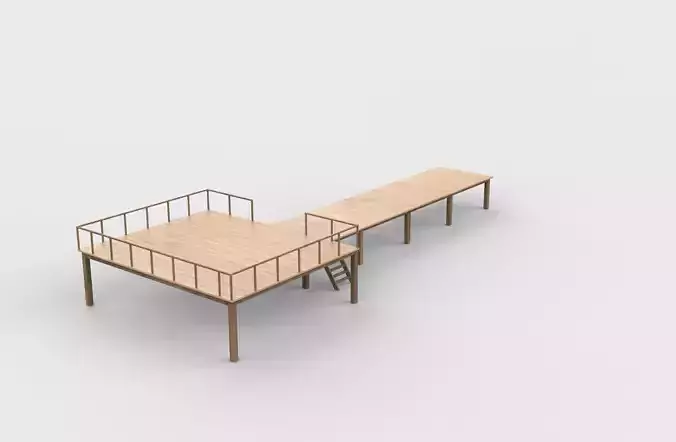 Wooden pier river dock  3D model 3