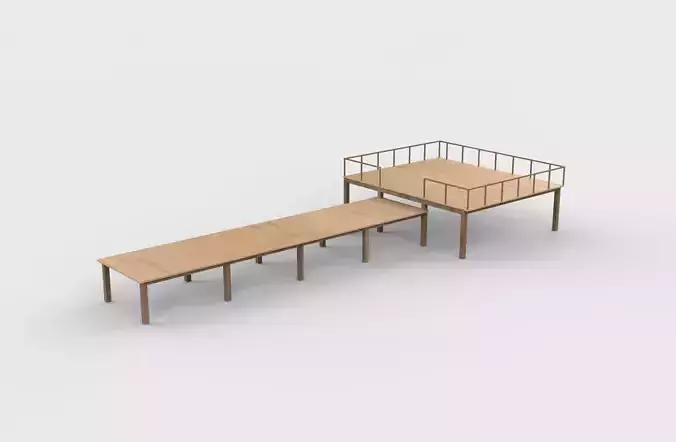 Wooden pier river dock  3D model 6