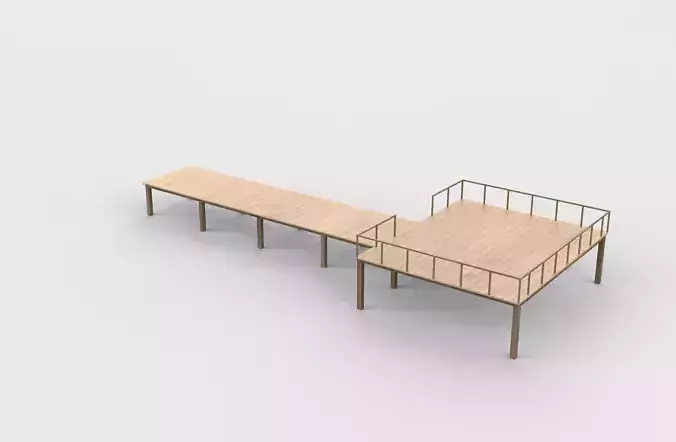 Wooden pier river dock  3D model 5
