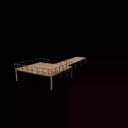 Wooden pier river dock  3D model 2