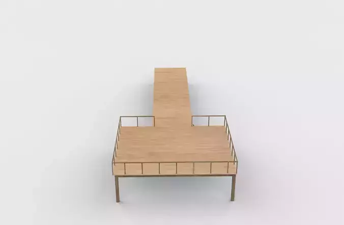 Wooden pier river dock  3D model 4