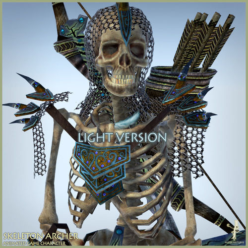 Skeleton Archer Light Version Low-poly 3D model