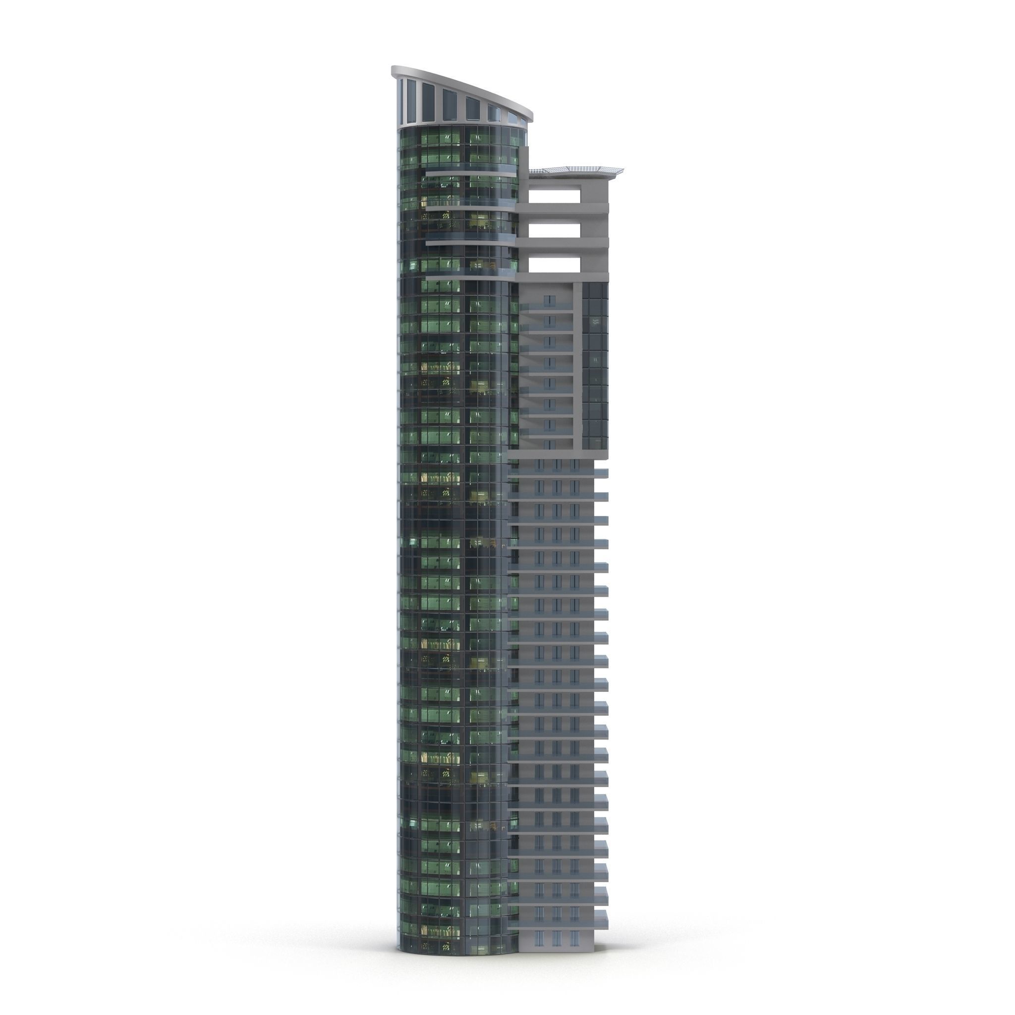 Skyscraper tall building Low-poly 3D model_8