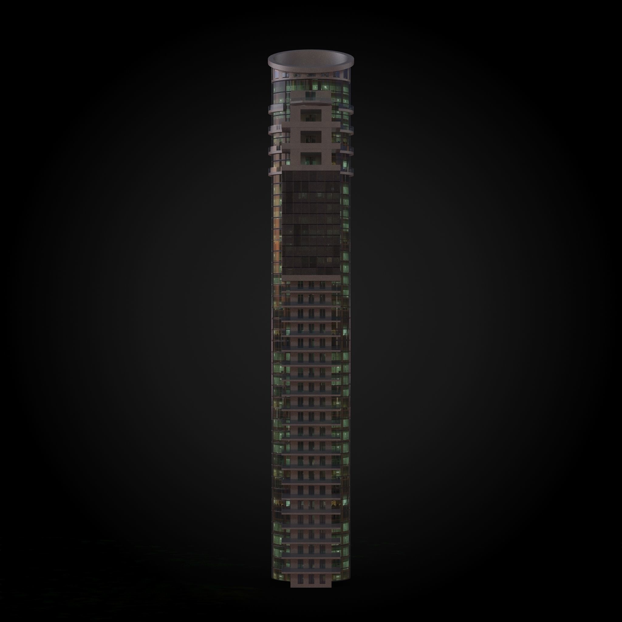 Skyscraper tall building Low-poly 3D model_13