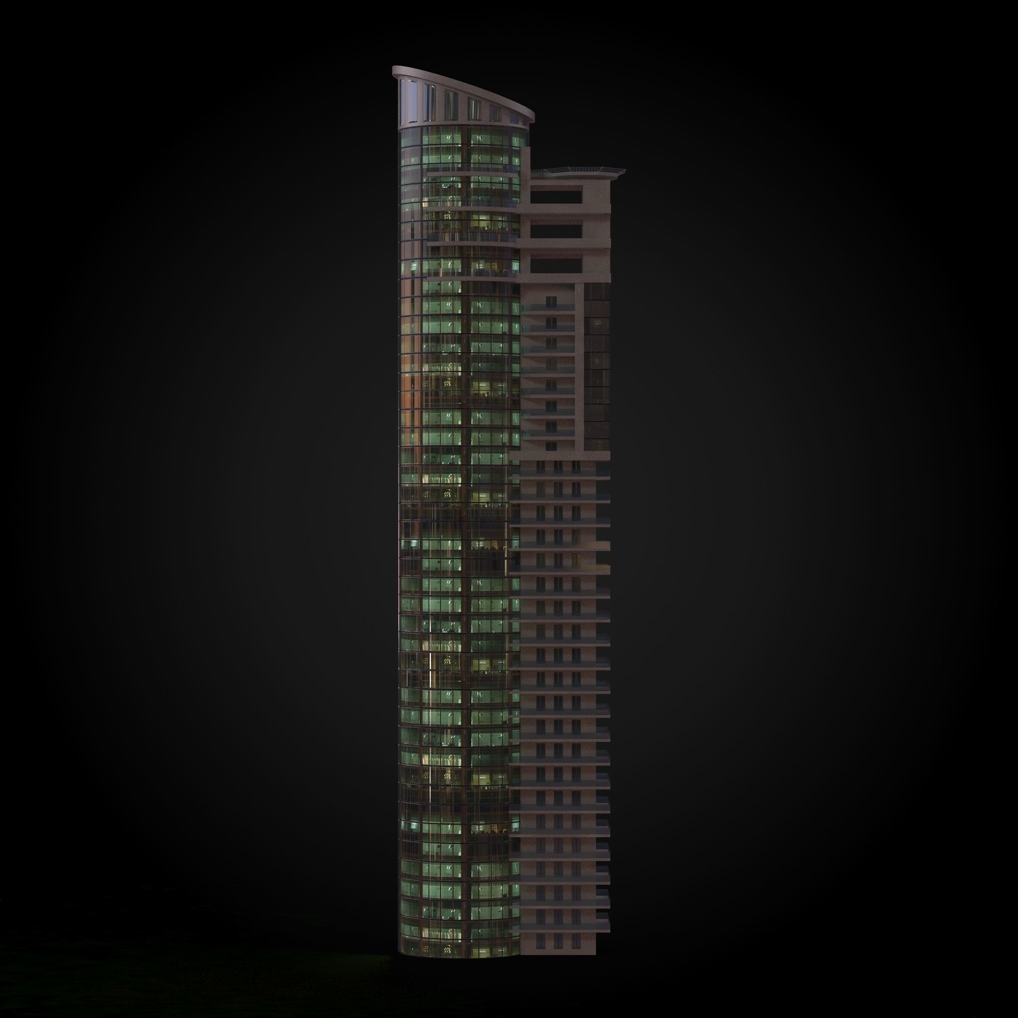 Skyscraper tall building Low-poly 3D model_17