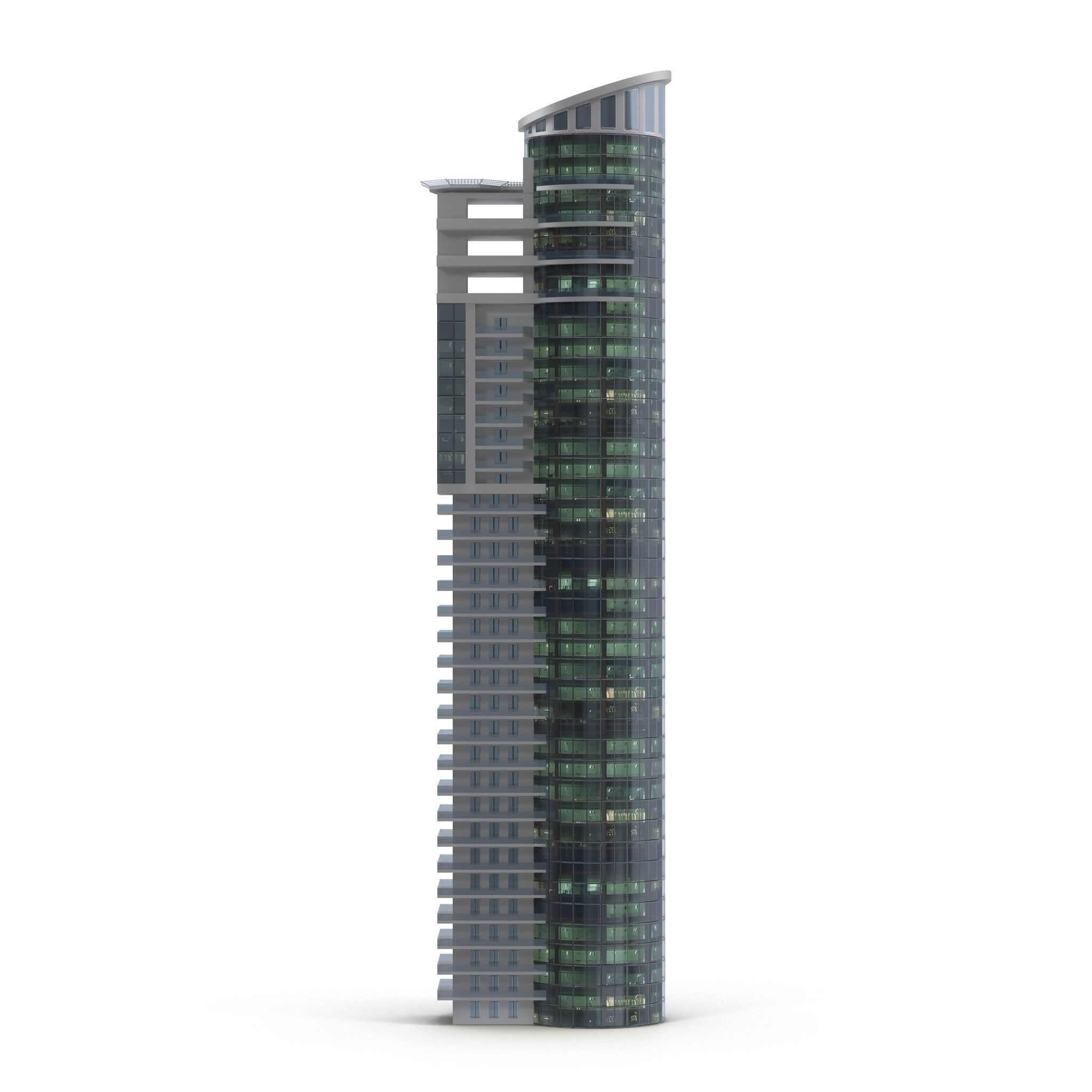 Skyscraper tall building Low-poly 3D model_4