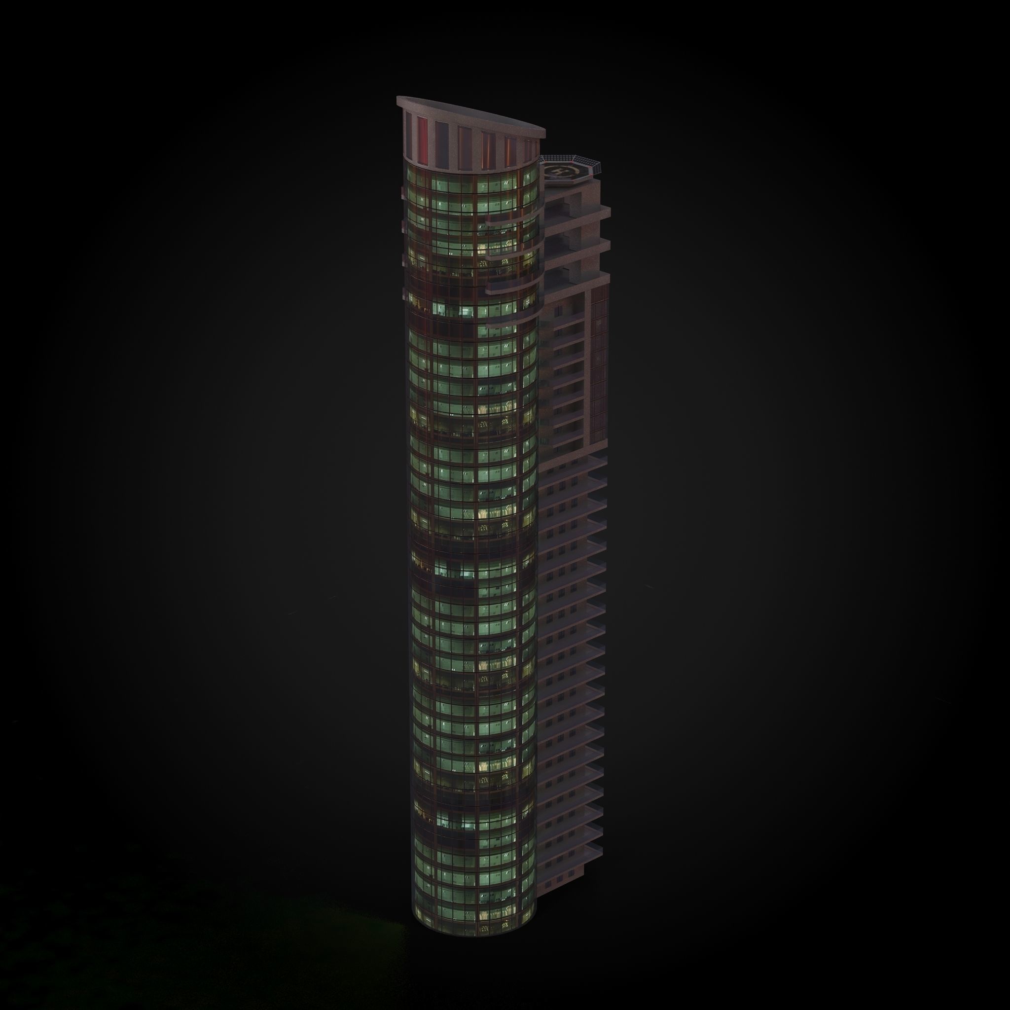 Skyscraper tall building Low-poly 3D model_12