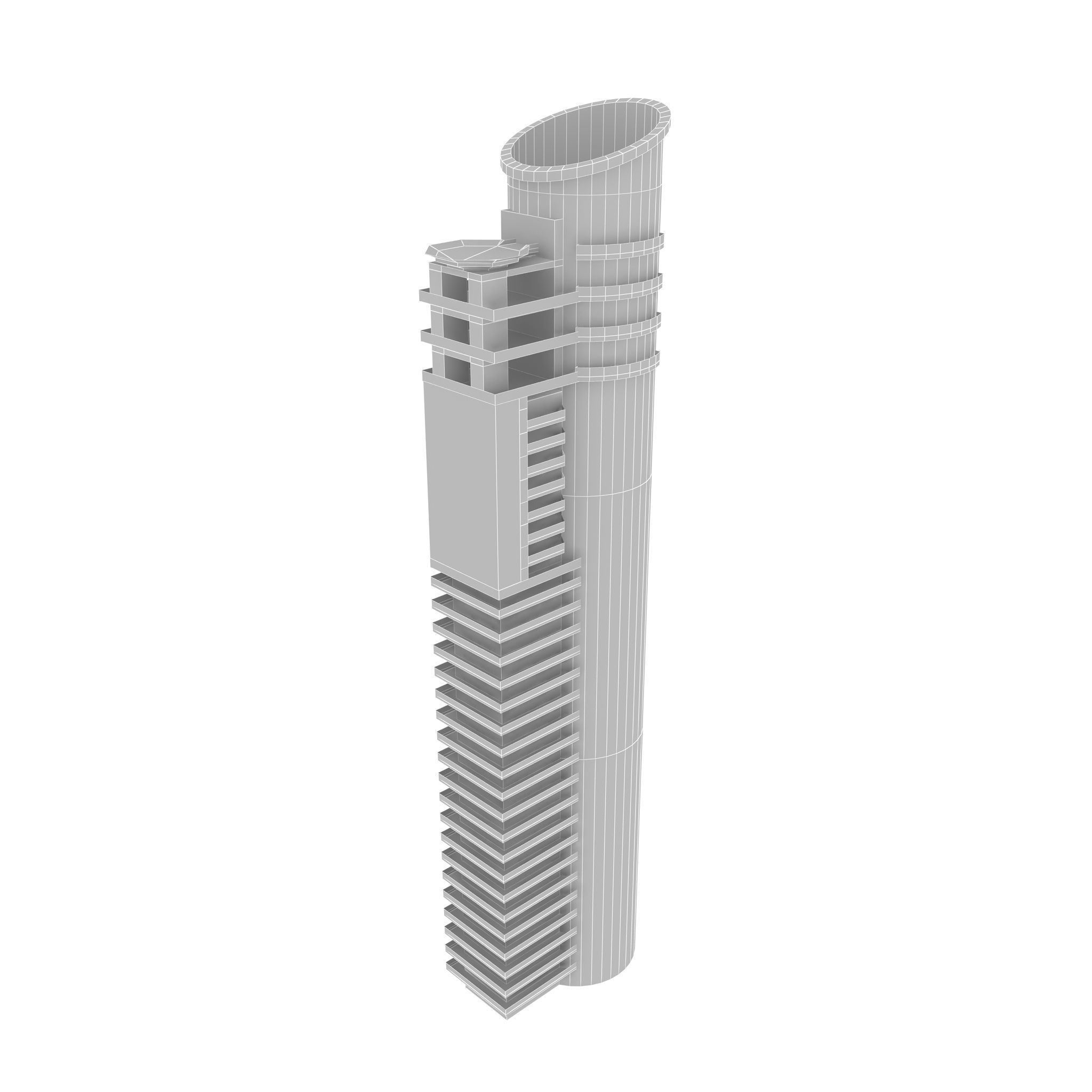 Skyscraper tall building Low-poly 3D model_16