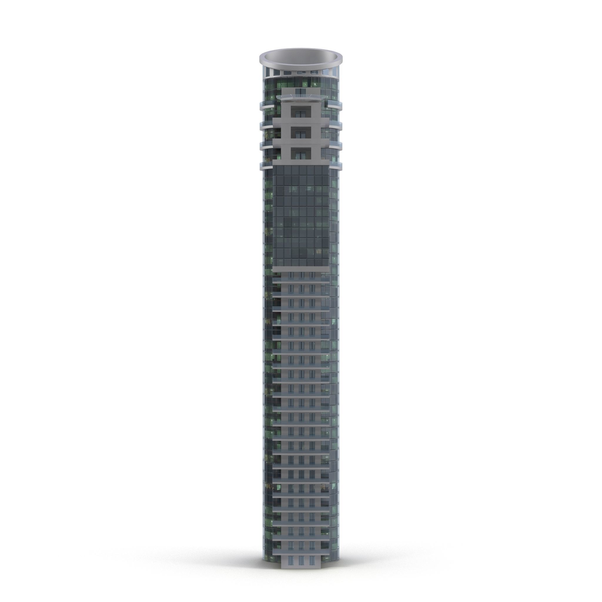 Skyscraper tall building Low-poly 3D model_1