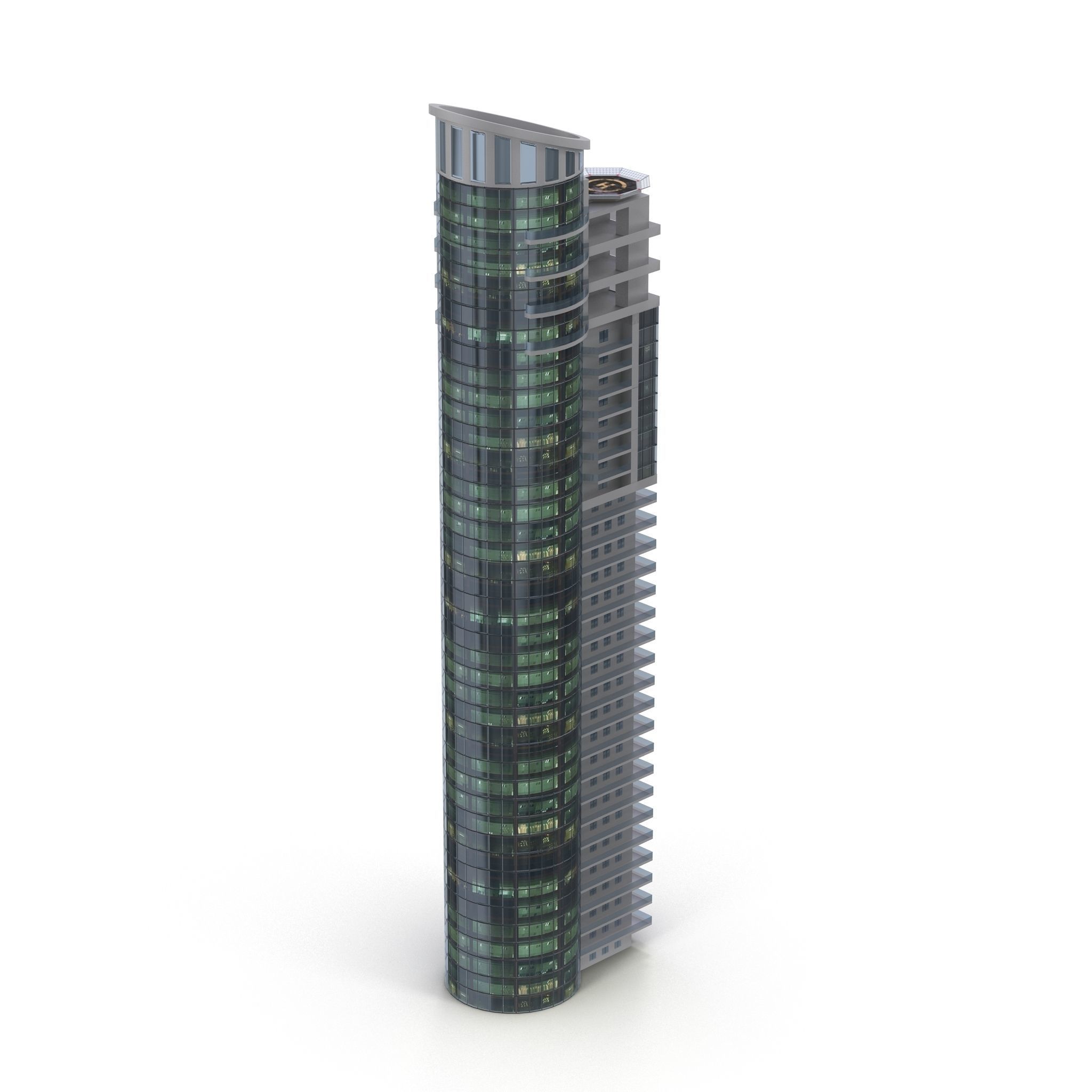 Skyscraper tall building Low-poly 3D model_6