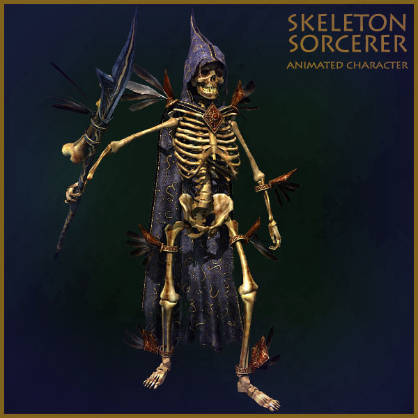 Skeleton Sorcerer Light Version Low-poly 3D model_4