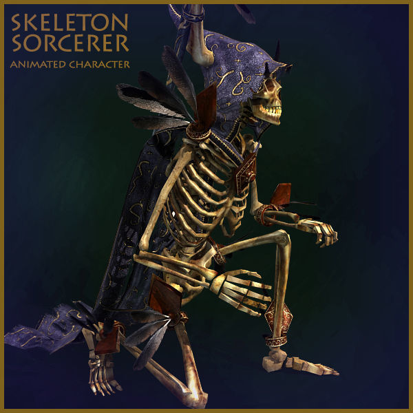 Skeleton Sorcerer Light Version Low-poly 3D model_7