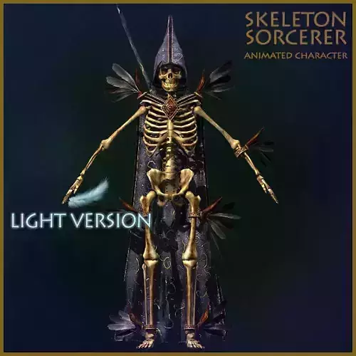 Skeleton Sorcerer Light Version Low-poly 3D model
