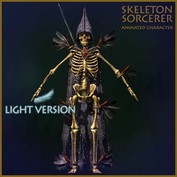 Skeleton Sorcerer Light Version Low-poly 3D model_0