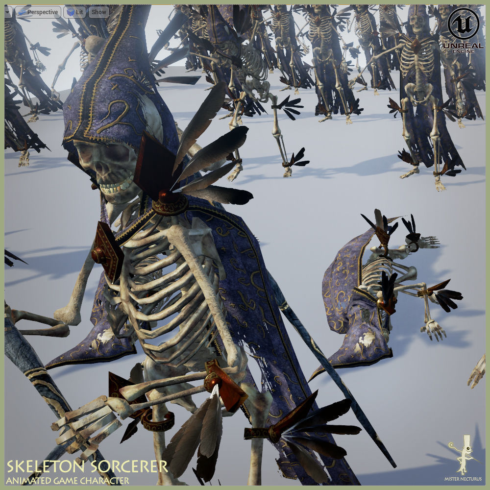 Skeleton Sorcerer Light Version Low-poly 3D model_13