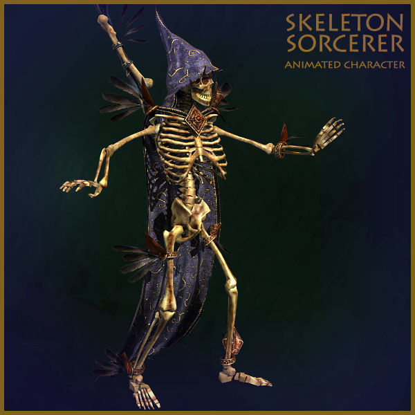 Skeleton Sorcerer Light Version Low-poly 3D model_9