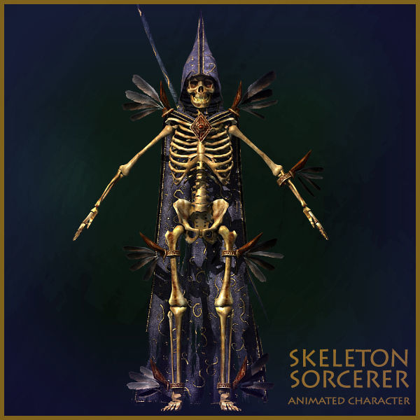 Skeleton Sorcerer Light Version Low-poly 3D model_2