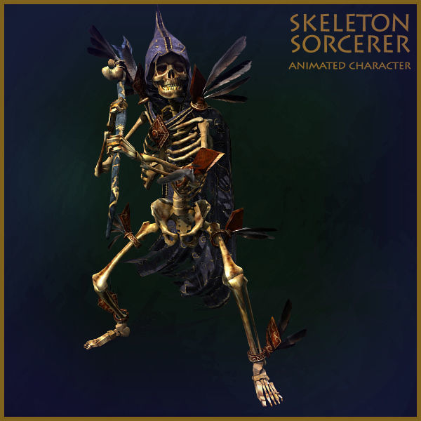 Skeleton Sorcerer Light Version Low-poly 3D model_5