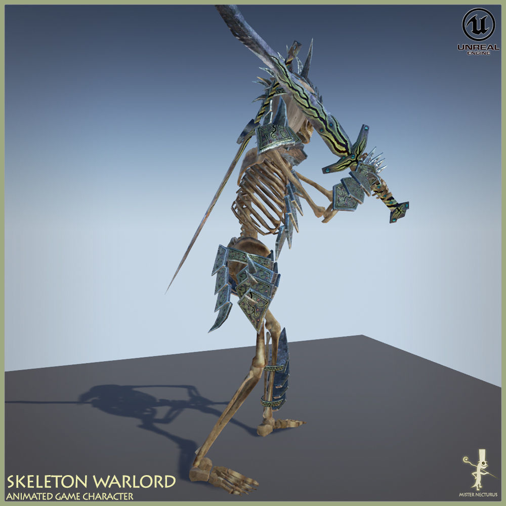 Skeleton Warlord Light Version Low-poly 3D model_12