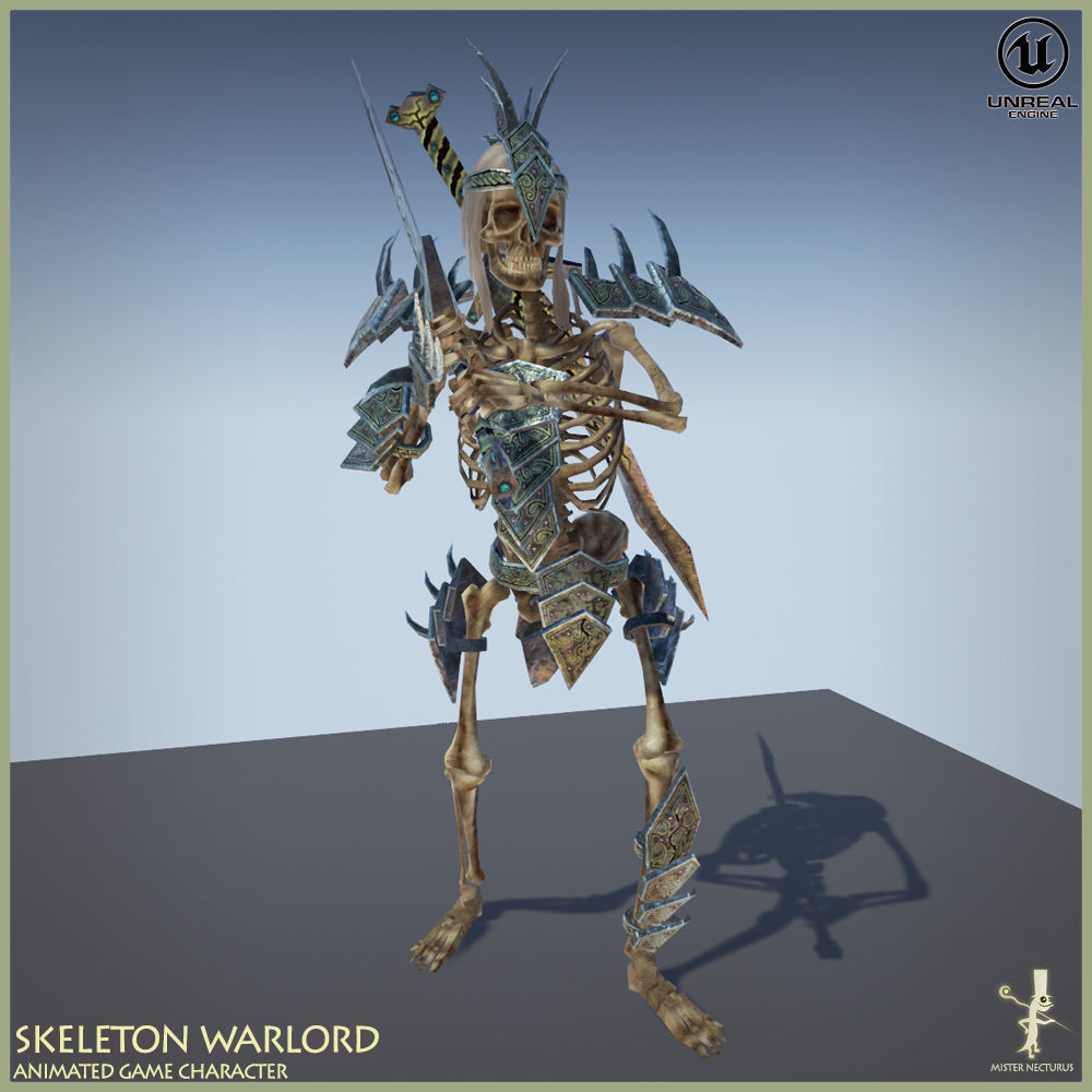 Skeleton Warlord Light Version Low-poly 3D model_11