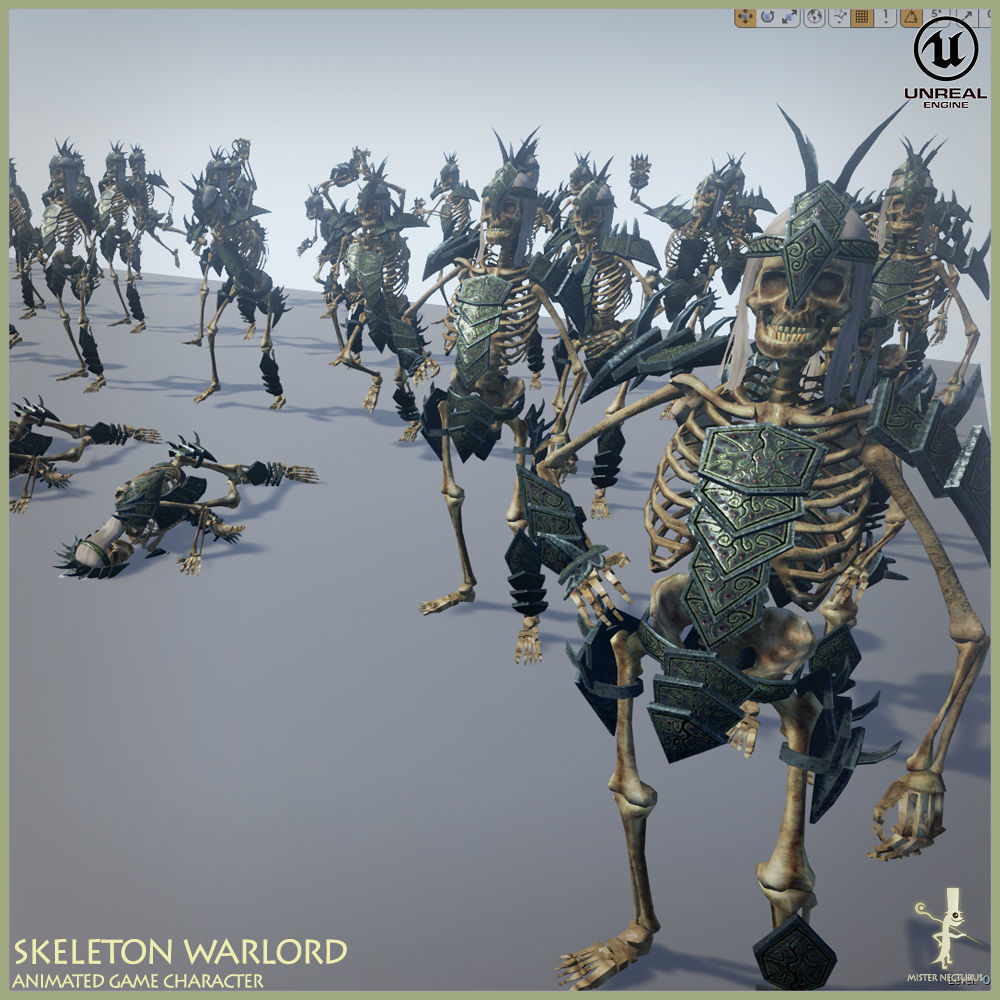 Skeleton Warlord Light Version Low-poly 3D model_14