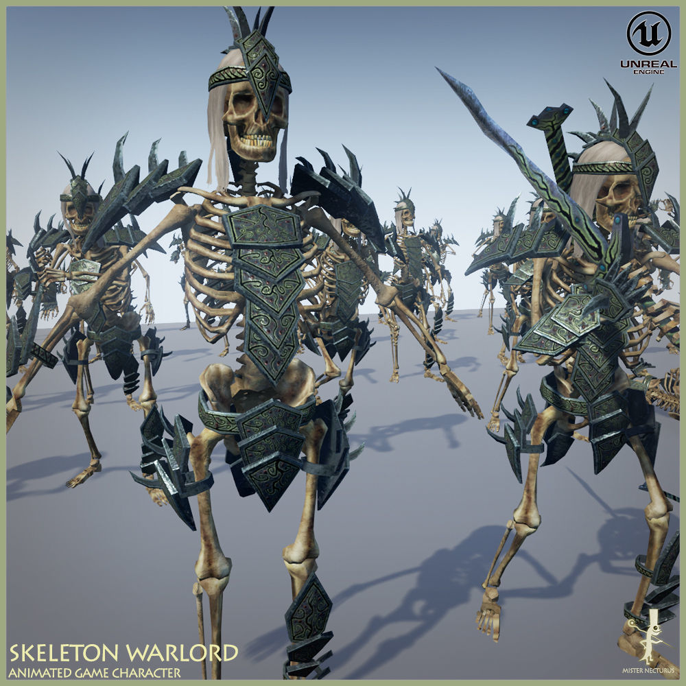 Skeleton Warlord Light Version Low-poly 3D model_15