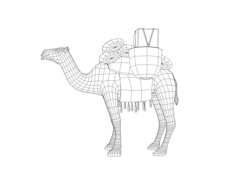 Loaded camel Low-poly 3D model_7