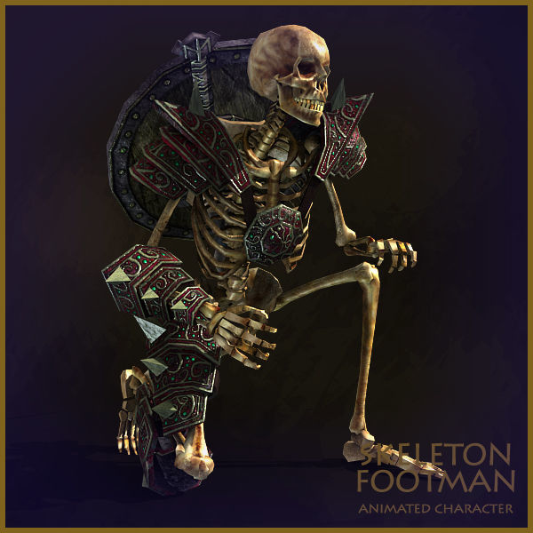 Skeleton Footman Light Version Low-poly 3D model_5