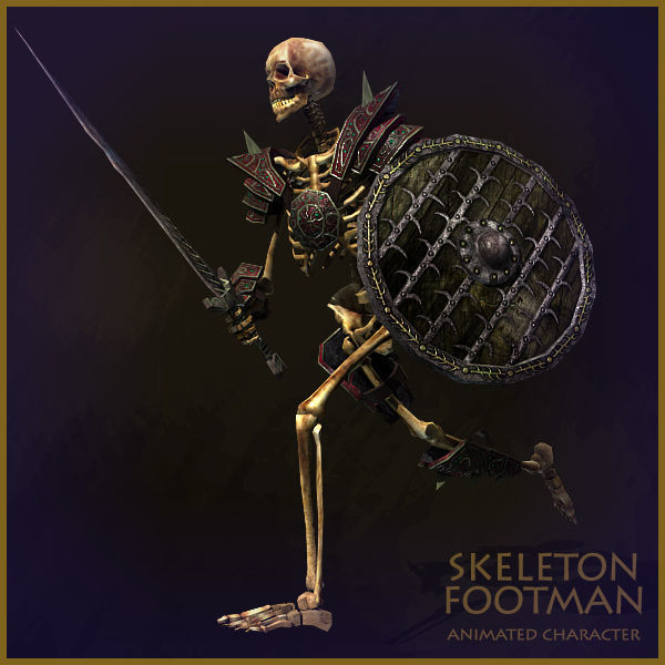 Skeleton Footman Light Version Low-poly 3D model_6