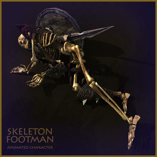 Skeleton Footman Light Version Low-poly 3D model_3