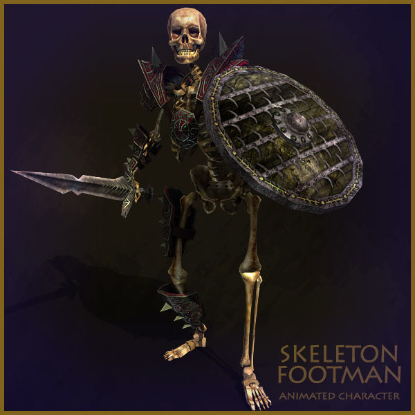 Skeleton Footman Light Version Low-poly 3D model_8
