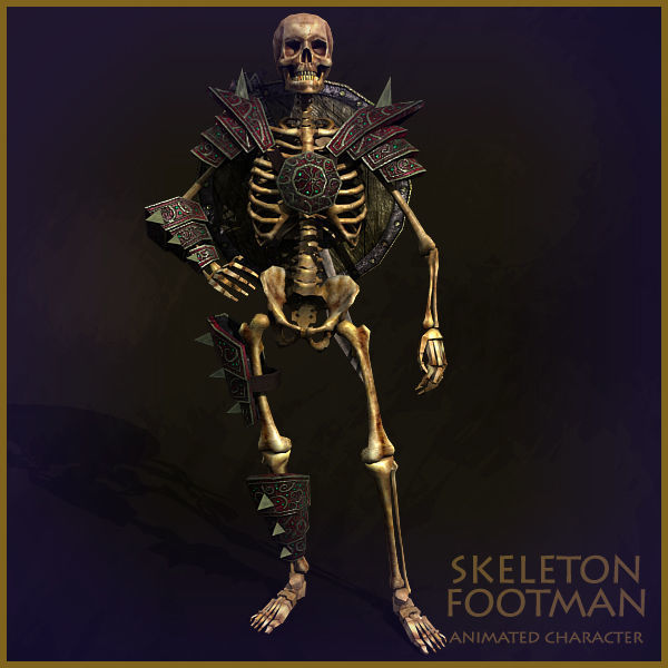 Skeleton Footman Light Version Low-poly 3D model_2