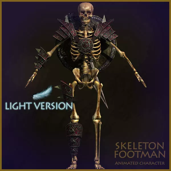 Skeleton Footman Light Version Low-poly 3D model_0