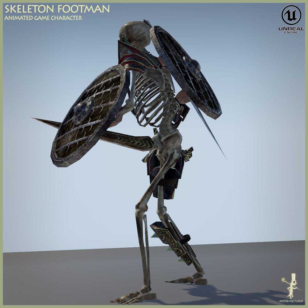 Skeleton Footman Light Version Low-poly 3D model_12