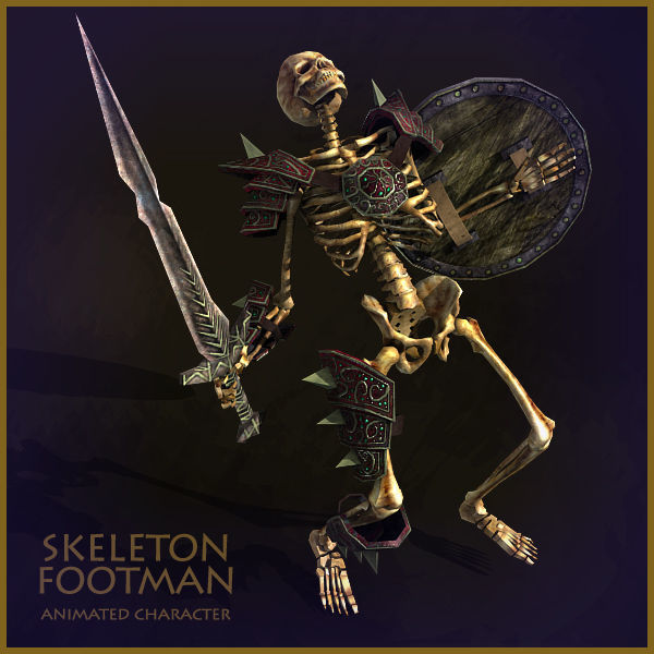 Skeleton Footman Light Version Low-poly 3D model_7