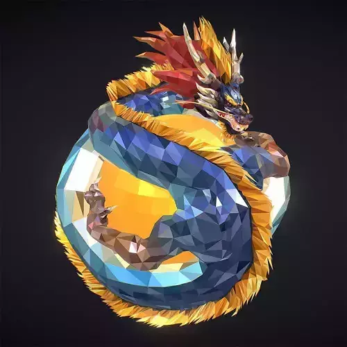 Blue Dragon Low Polygon Art