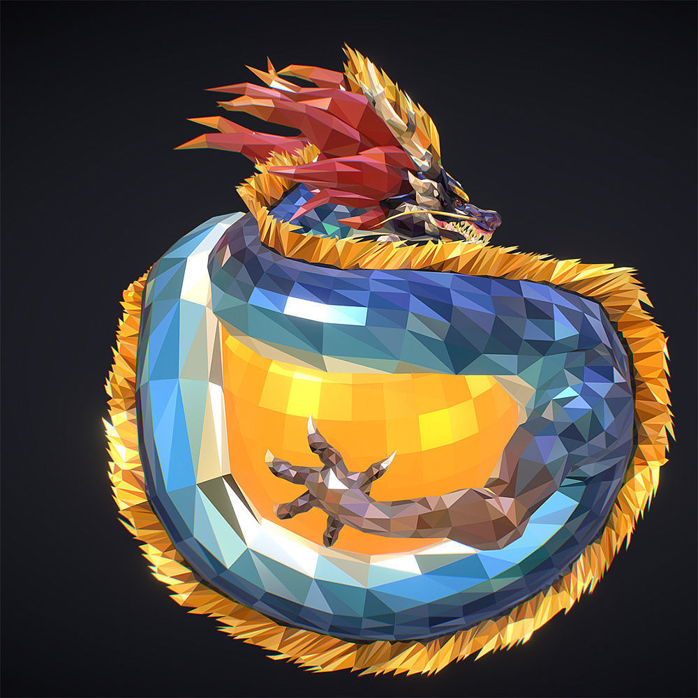 Blue Dragon Low Polygon Art Low-poly 3D model_2