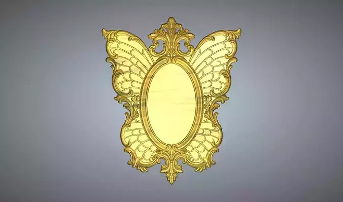 Butterfly Mirror Frame 3D Relief for CNC Router 3D model
