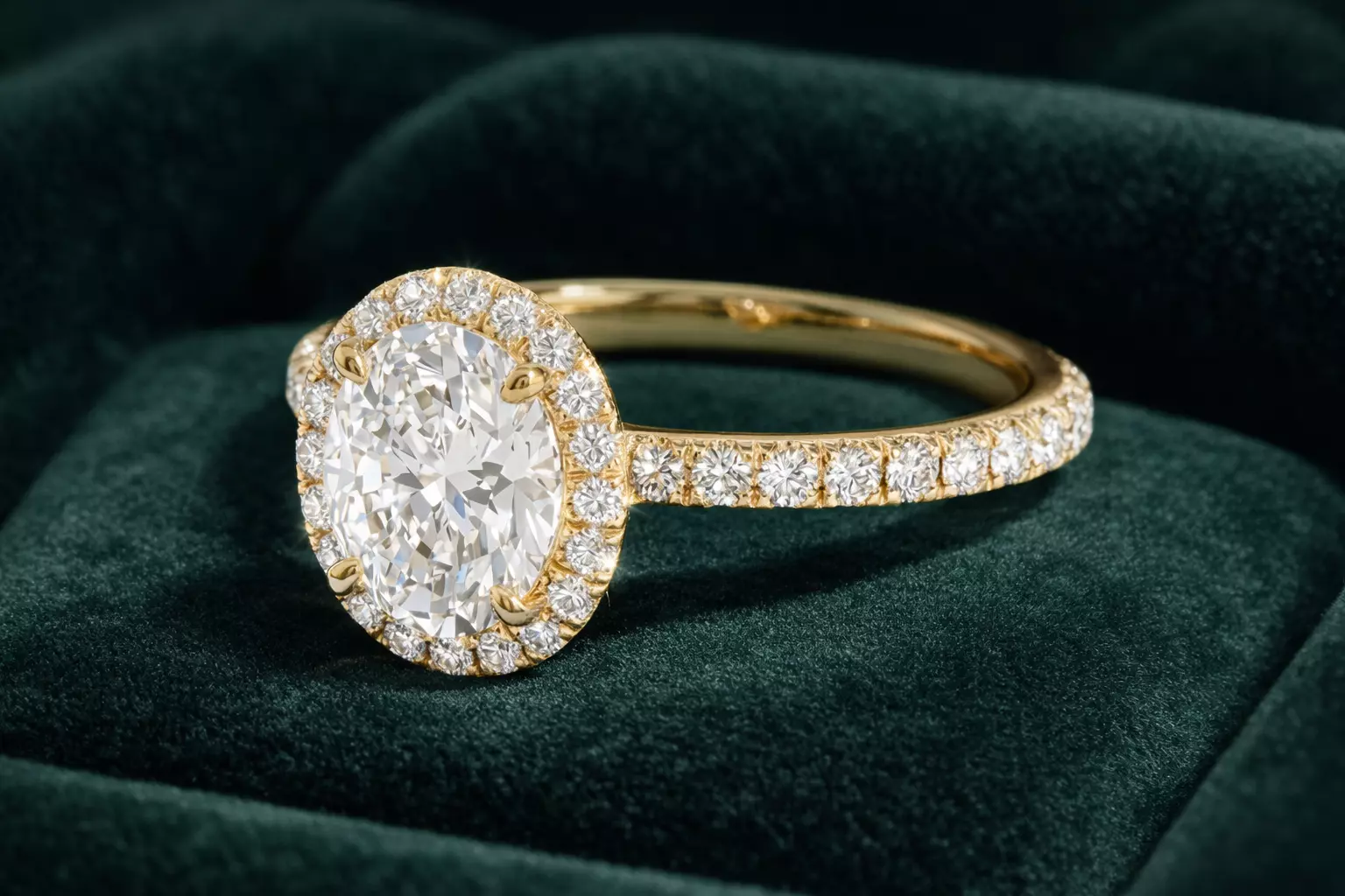 2ct Oval Halo Diamond Engagement Ring Yellow Gold 3D Model TJ146 3D print model